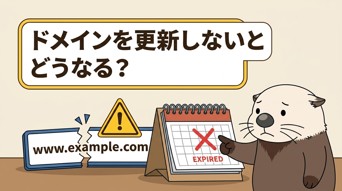 ドメインを更新しないとどうなるかを解説するアイキャッチ