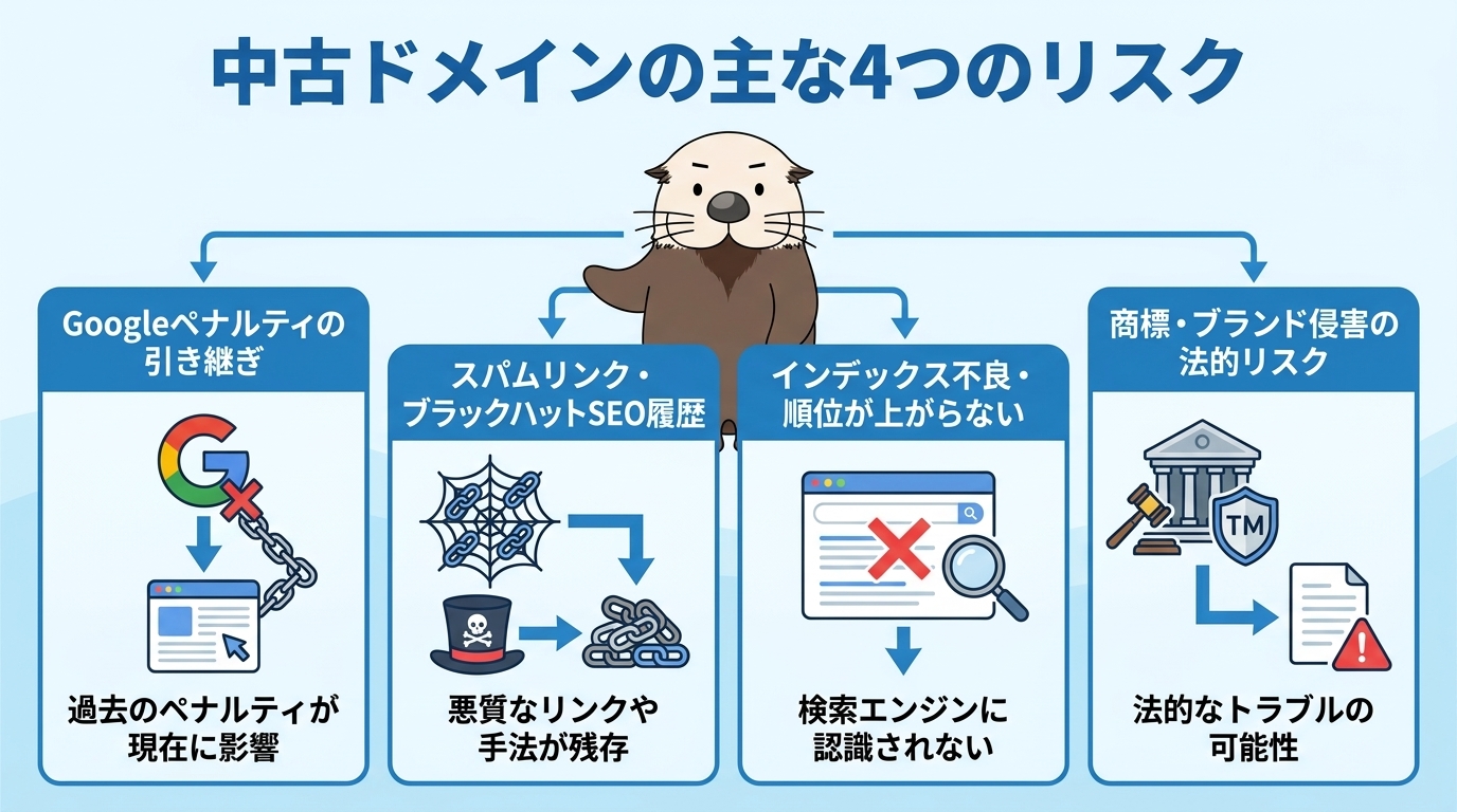 中古ドメインの主なリスク4つの図解