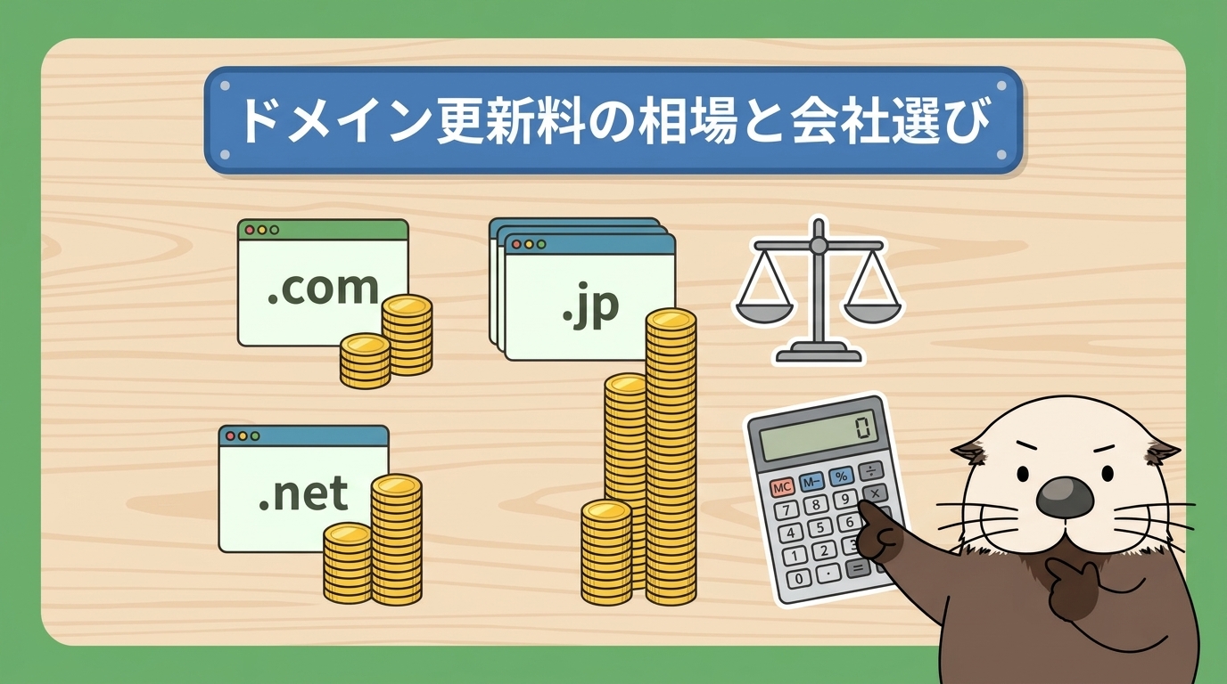 ドメイン更新料の相場と会社選びのアイキャッチ